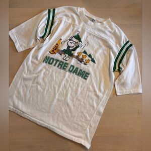 Vtg 70s Snoopy Notre Dame University 3/4 Sleeve T-Shirt USA Men’s Large